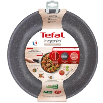 Imagen de Tefal Ingenio Natural Force L3967702 Sartén wok (26 cm, negra, apilable, antiadherente, para inducción, fabricada en Francia)