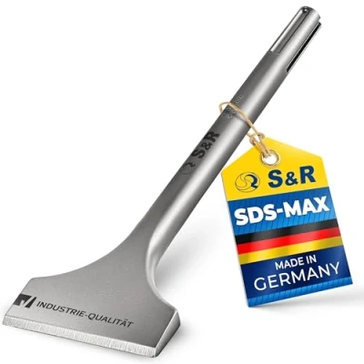 Imagen de S&amp;R Cincel SDS MAX Ancho 300x80 mm Baldosas y Mamposteria para Martillo Demoledor. Calidad Industrial MADE IN GERMANY