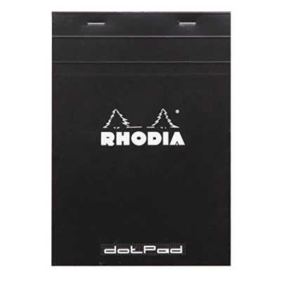 Imagen de RHODIA 16559C Bloc Notes Agrafé Dotpad N16 Black A5 Pointillés Dot 80 Feuilles Détachables Papier Clairefontaine Blanc g/m² Couverture en Carte Enduite Souple et Résistante Basics