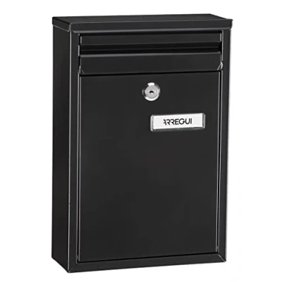 Imagen de ARREGUI Zaguán E5754 Buzón Exterior de Acero Tamaño S (Correo DIN A5) Pared Pequeño Correo con Boca Trasera Recogecartas Antilluvia Fácil Instalar Negro
