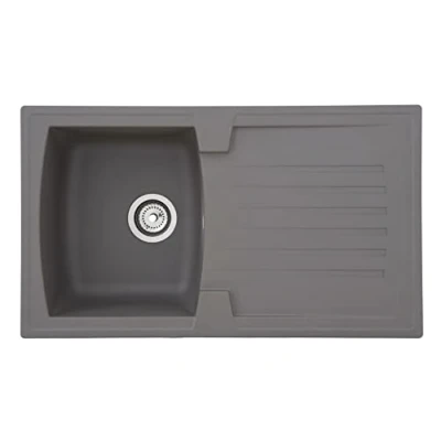 Imagen de Respekta Fregadero de cocina Boston mineralita en gris hormigón / empotrable 1 cubeta 86 x 50 cm Lavabo adecuado para armarios inferiores 45 ancho