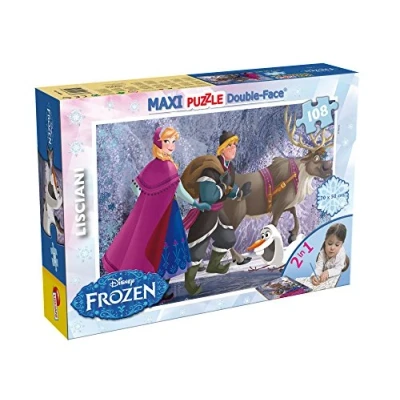 Imagen de Liscianigiochi Puzzle Maxi Floor para niños de 108 piezas 2 en 1, Doble Cara con reverso colorear Disney Frozen La reina las nieves 46898