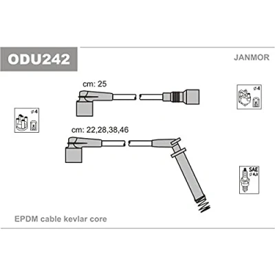 Imagen de JANMOR ODU242 Juego de Cables Encendido OPEL: Corsa A CC, Vectra CC