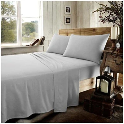 Imagen de GC GAVENO CAVAILIA sábana Bajera Ajustable de Franela Lujo, 100% algodón Cepillado, Accesorio fácil Cuidado, Ropa Cama Suave y acogedora, Gris, Individual