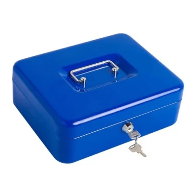 Imagen de Kippen 10032B2 Caja de caudales con bandeja para monedas. Color azul. Dimensiones: 200 x 160 90 mm.