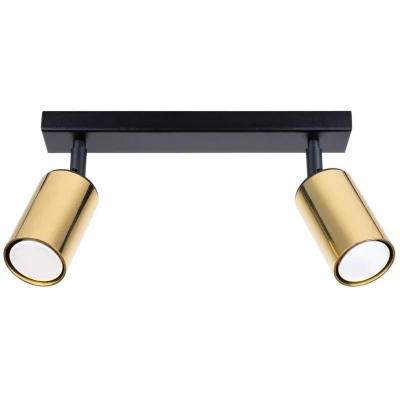 Imagen de SOLLUX lighting Winx Wall Sconceiling Plafón de techo Lámpara decorativa LED Bajo consumo GU10, 2x max 10W LED, 230V, 50Hz Negro/Dorado 30x6x18,5cm