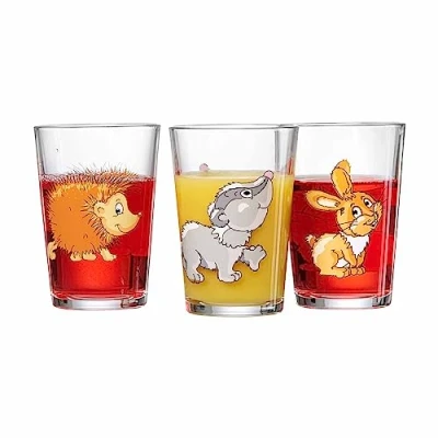 Imagen de Ritzenhoff &amp; Breker vasos infantiles con diseño de animales del bosque, juego 3, 205 ml, impresos animales, erizo/tejón/conejo, apto para lavavajillas