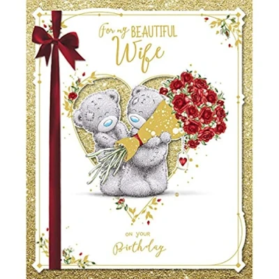 Imagen de Me To You Tatty Teddy Tarjeta de felicitación cumpleaños hecha a mano en una caja regalo, 20,3 x 25,4 cm, colección oficial, color dorado