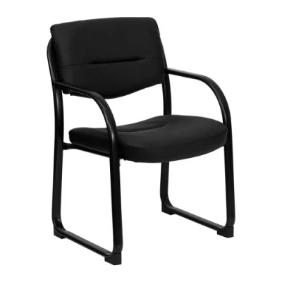 Imagen de Flash Furniture Silla de recepción ejecutiva Donny Black LeatherSoft con Base Tipo Trineo