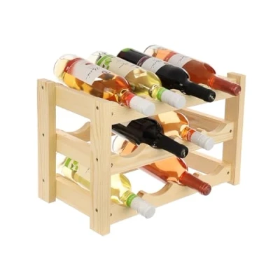 Imagen de GoodFreshDecor Botellero Vino Organizador De Botellas Capacidad 12 Madera Pino Estantería Estabile 43 x 24 29 cm Color Natural