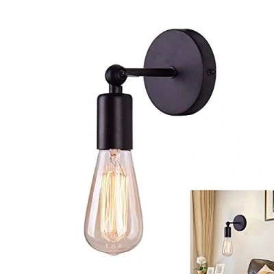 Imagen de ChaoZan Lámpara de Pared Metal Apliques E27 Moderno Creatividad Simple Hierro Luz Retro Portalámpara para Dormitorio Comedor Restaurante Sala Escalera Decoración, Negro