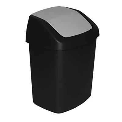 Imagen de Curver 229420 Swing Papelera de plástico, Color Negro y Gris, 30,6 x 41,8 24,8 cm, 15 L