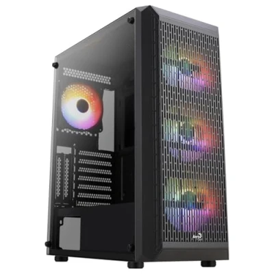 Imagen de Aerocool BEAMBKV2, Caja Gaming ATX, 4 Ventiladores 12cm FRGB, Frontal Rejilla, Negro