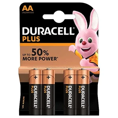 Imagen de Duracell Plus MN1500 AA Baterias, Alcalinas, 4 piezas, 017641