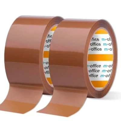 Imagen de m office Cinta Adhesiva, Adhesiva Marrón de Embalar, Rollo para Embalaje Cajas, Envíos, Mudanzas y Manualidades, Precinto Seguro Resistente, (2 unds, 48mmx66m)