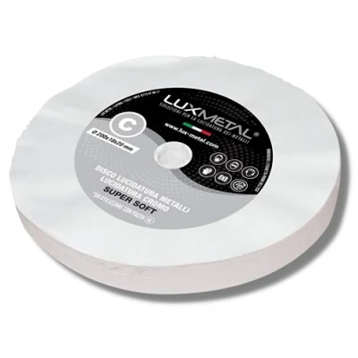 Imagen de Lux Metal Disco de pulido algodón súper suave, 200 mm, discos espejo, aluminio, metales cromados, acero inoxidable, muela abrasiva, latón, cobre, hierro, madera, mármol, plexiglás