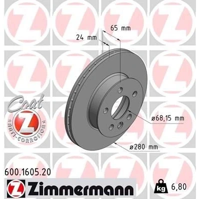 Imagen de Disco de freno ZIMMERMANN 600.1605.20