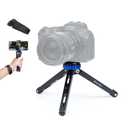 Imagen de Moman Mini Tripod TR01 Small Stativ Tischstativ Klein Kamerastativ CNC Aluminium 1/4 3/8 Schraubbefestigung MAX.80kg Belastung, Schwarz Blau