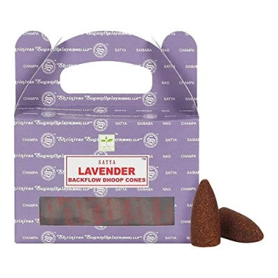 Imagen de ETHNICITI Satya Conos de incienso reflujo Nag Champa, 24 conos, 1 paquete (lavanda)