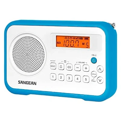 Imagen de Radio portátil Sangean PR D18, FM Estéreo, AM, Digital, Despertador, Blanco y azul
