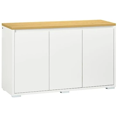 Imagen de HOMCOM Aparador de Salón Armario Almacenamiento Mueble Auxiliar Cocina con 3 Puertas y Estantes Ajustables para Comedor Entrada 120x37x75 cm Blanco