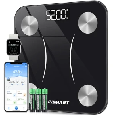 Imagen de Báscula Grasa Corporal Bluetooth, INSMART Baño Digital con APP Inteligente, 13 Monitores de Composición Corporal, para Andriod y iOS, 180kg Negro
