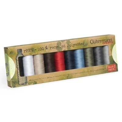 Imagen de Gutermann Creativ Coselotodo rPET 100% Poliéster Reciclado, 100m 10 bobinas, costura a mano y máquina, universal, Colores populares