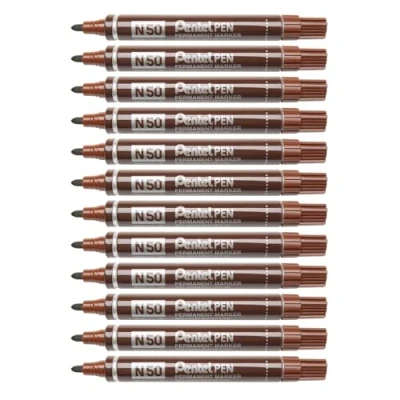 Imagen de Pentel Rotuladores N50 de punta redonda, color marrón (paquete 12)
