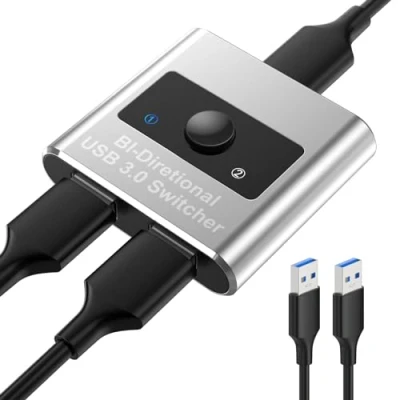Imagen de Conmutador USB Bidireccional KVM 2 en 1 Salida/1 Salidas, 3.0 Para PC, Dispositivo, Con Cables de Alta Velocidad, Impresora, Ratón, Teclado