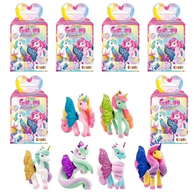 Imagen de Galupy Unicorn Rainbow Juego de 6 Juguetes Unicornio para coleccionar, Figuras con alas Brillantes y Cristales Swarovski