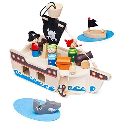 Imagen de Bigjigs Juguetes Mini Playset del Barco Pirata con Accesorios
