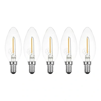 Imagen de 5 x LED filamento vela 1 W Fast como 15 Transparente E14 100lm hilos Bombilla Blanco Cálido 2200 K