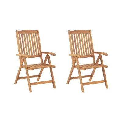 Imagen de Conjunto de 2 sillas jardín reclinables y Plegables Madera Acacia diseño Atemporal terraza Exterior Java