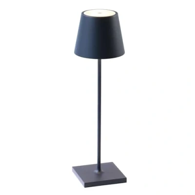 Imagen de Zafferano, Lámpara Poldina Pro, de Mesa Recargable e Inalámbrica con Control Táctil, Adecuada para Interior, Atenuador, 2200 3000 K, Altura 38 cm, Color Azul Acero, Amazon Exclusive