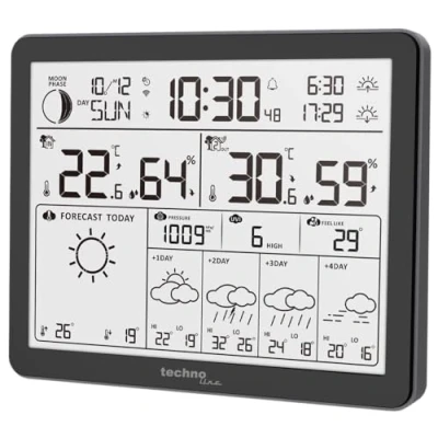 Imagen de WD3000 estación meteorológica con 4 días de previsión meteorológica, incluye transmisor exterior, datos en la y el móvil (App direct weather)
