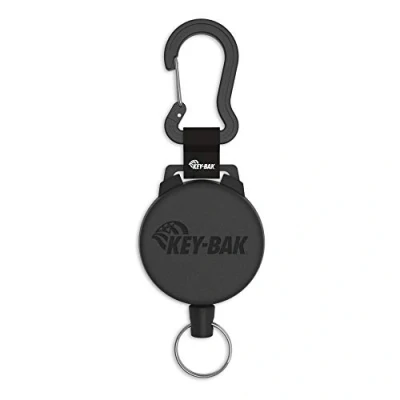 Imagen de Key Bak KB 5 Schlüsselrolle Stabil Edelstahlkette 60cm Mit Clip Schwarz Retráctil, Unisex, Negro, 24&quot; Chain (8 oz. Retraction)