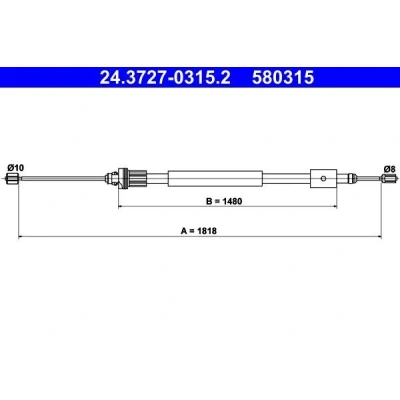 Imagen de ATE 24.3727 0315.2 Cable de Freno Mano 1818 PEUGEOT: Partner I Combispace, Furgón, CITROËN: Berlingo / First
