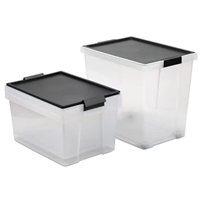 Imagen de TATAY Juego de 3 Cajas Almacenamiento con Tapa, 2 x 35 l, 1 60 Asas, Materiales 100% reciclados, sin BPA, Color Negro. Medidas: 37 50,5 48,7 cm