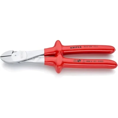 Imagen de Knipex Alicates de corte diagonal fuerza cromado, aislados por inmersión en plástico reforzado, según norma VDE 250 mm 74 07