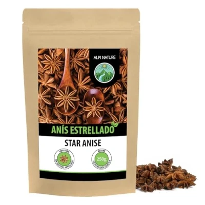 Imagen de anís estrellado entero (250g), cápsulas enteras, 100% natural, té de sin aditivos,