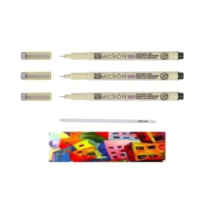 Imagen de Sakura Pigma Micron 005 Bolígrafos de punta superfina y fina (3 unidades), color negro