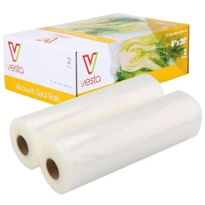 Imagen de Vesta Precision Rollos al Vacio Para Envasadora Vacío, Bolsas Alimentos Gofradas Cocina Sous Vide, Libre de BPA y Ftalatos 2 Rollos, 20 x 600 cm