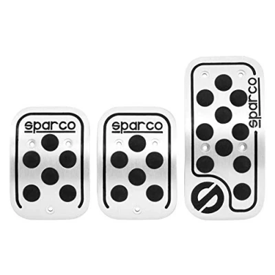 Imagen de Sparco SPC0406BK Juego de 3 Pedales Racing Color Plata con Logo Negro