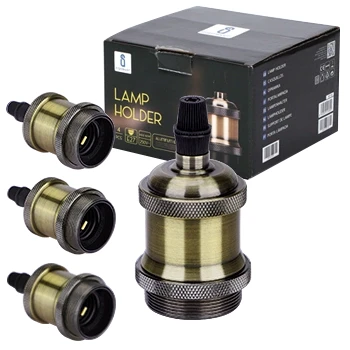 Imagen de Aigostar LED Lighting 4x Vintage Portalámpara E27,Adaptador Portalámparas Edison E27,para Restaurante,Sala de Estar,Pasillo,Cafetería,Bronce
