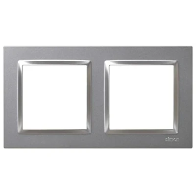Imagen de Simon Marco Interruptor de Pared, 2 Elementos, Compatible con Mecanismos 10, Apto para Interiores, Fácil Montar, Pulsador, Conmutador y Enchufe Schuko, Color Aluminio