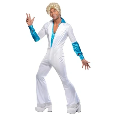 Imagen de Smiffys Disfraz de hombre disco, todo es un solo disfraz, enterizo con camisa unida, estilo los 70