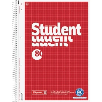 Imagen de Baier &amp; Schneider Cuaderno (en espiral, con rayas, 4 orificios, 70 g/m², A4, 80 hojas)