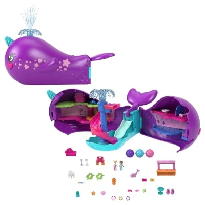 Imagen de Polly Pocket Aventura en la Cueva Sparkle, Barco del Narval, minimuñecas y Accesorios para niños niñas + 3 años, HKV71