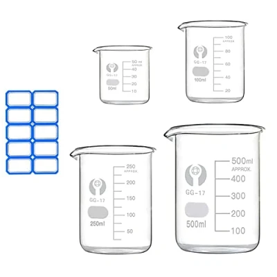 Imagen de Relland juego de vasos cristal borosilicato 50ml 100 ml 250 500ml para laboratorio