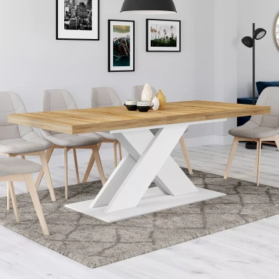 Imagen de IDMarket Alicia Mesa de comedor extensible rectangular 6 10 personas, madera y blanco, 160 200 cm